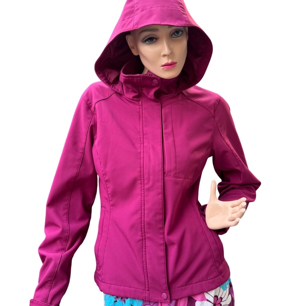 Avia Hooded Jacket Purple Adjustable Cuff Front Pockets + Zipper Gorpcore Small
